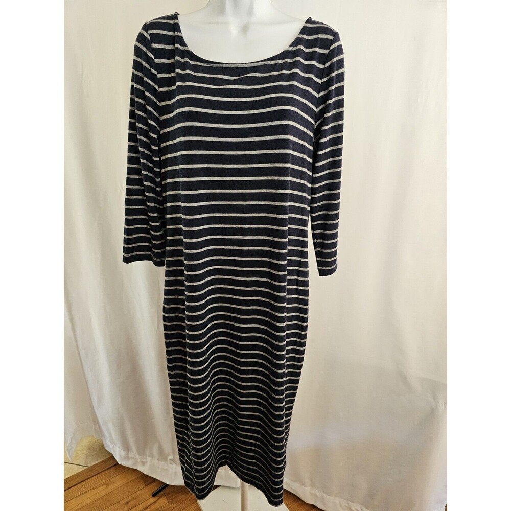 Gap Dress Womens Navy Blue & White Knit Long Sleeve Size Large